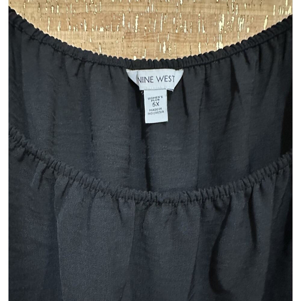 Nine West Top Womens Black Squareneck Peplum Blouse Stretch Elastic Cuff Plus 5X - Picture 4 of 5